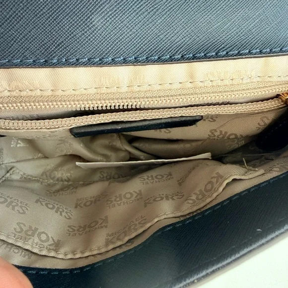 Michael Kors Dark Midnight Blue Navy Crossbody Bag with Gold Accents - Picture 7 of 8